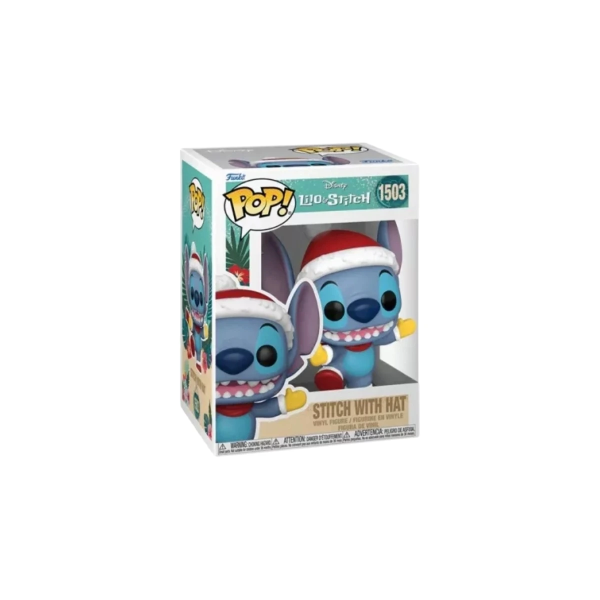 Funko de stitch con gorro rojo de navidad