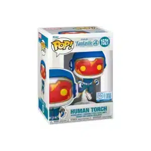 Funko Human Torch de los 4 fantasticos. El hombre fuego aparece con su traje y casco de astronauta.
