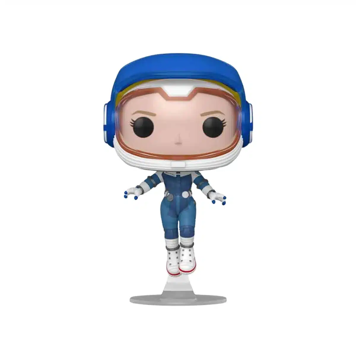 Funko Invisible Woman de los 4 fantasticos. La mujer invisible vestida con un traje azul astronauta y casco