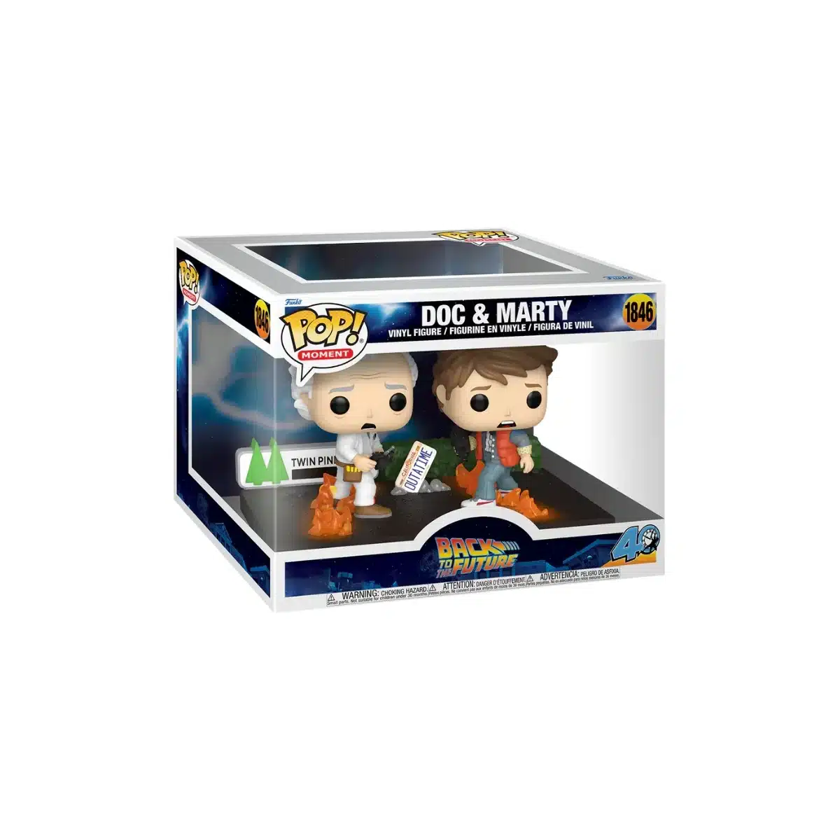Funko momento en la escena que respresentan Doc y Marty haciendo un experimento